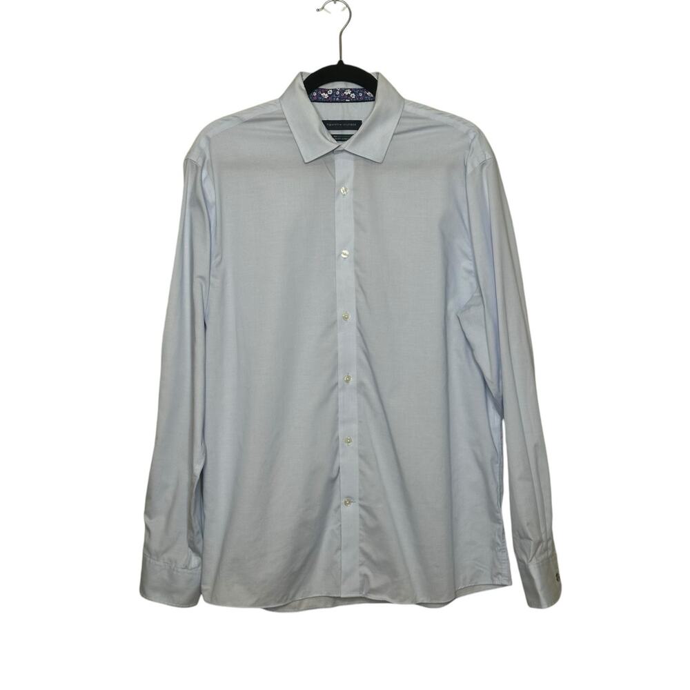 Tommy Hilfiger light blue long sleeves button dress slim fit shirt size Large